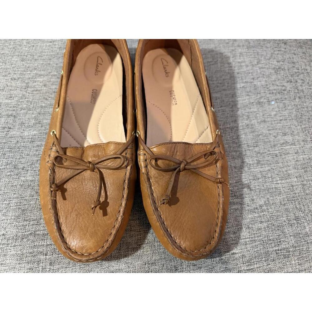 Clarks C Mocc Womens 9 Tan Leather Rawhide Laces Slip On Shoes - Picture 7 of 10